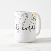 witte combo mok van 15 oz met haar naam & glitter (Voorkant rechts)