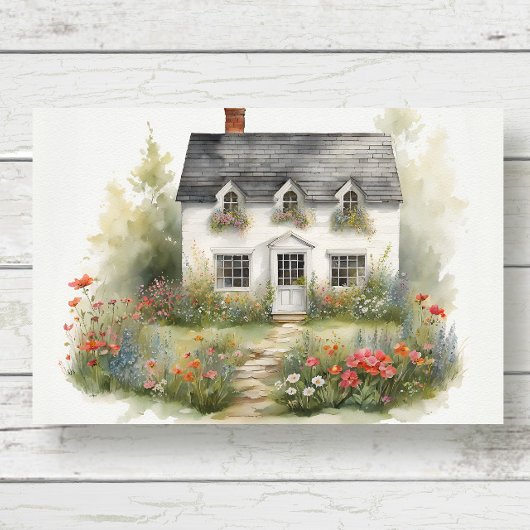  Witte Cottage Bloemen Tuin Decoupage Tissuepapier