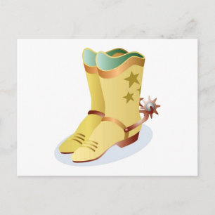 Witte Cowboy Boots met Riding Spurs Briefkaart