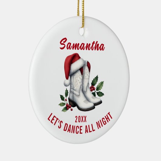 Witte Cowboy Boots Santa Hat Ornament (Rechts)