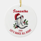 Witte Cowboy Boots Santa Hat Ornament (Voorkant)