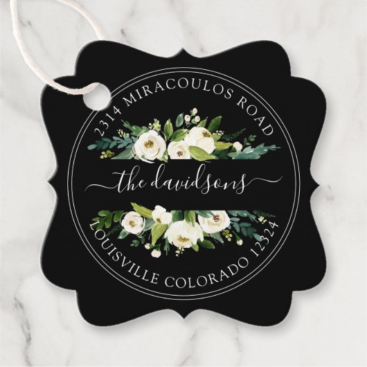 Witte Crème Bloem Retouradres Enveloppe Zegel Bedankjes Labels (Voorkant)