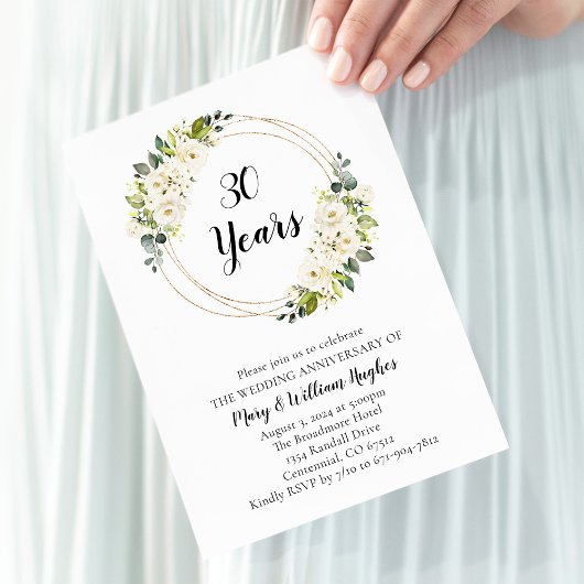 Witte Crème Bloemen Bruiloft Jubileum Kaart