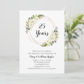 Witte Crème Floral 25e bruiloft Jubileum Kaart (Staand voorkant)