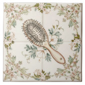 Witte Crème & Groene Haarborstel Grappige Badkamer Tegeltje (Voorkant)