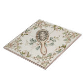 Witte Crème & Groene Haarborstel Grappige Badkamer Tegeltje (Zijkant)