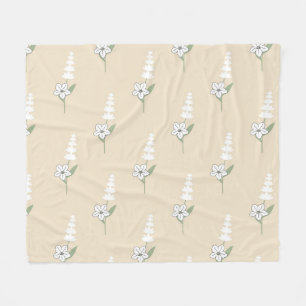 Witte Crème Tropische Bloemen Botanische Zomer Fleece Deken