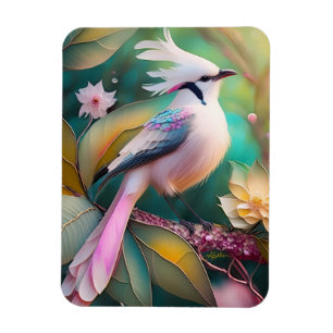 Witte Crested Blush Tail Jay Fantasy Bird Magneet