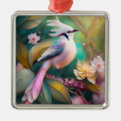Witte Crested Blush Tail Jay Fantasy Bird Metalen Ornament (Voorkant)