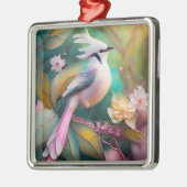 Witte Crested Blush Tail Jay Fantasy Bird Metalen Ornament (Links)