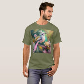 Witte Crested Blush Tail Jay Fantasy Bird T-shirt (Voorkant volledig)
