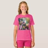 Witte Crested Blush Tail Jay Fantasy Bird T-shirt (Voorkant volledig)