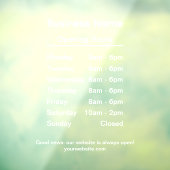 Witte Custom Branded Bedrijfsnaam Openingstijden Raamsticker (Vel 3)