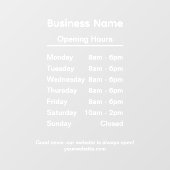 Witte Custom Branded Bedrijfsnaam Openingstijden Raamsticker (Vel)
