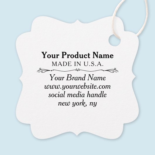 Witte Custom Retail Brand Labels met String Bracke