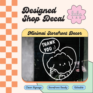 Witte Cute Bedankt & Tot Ziens Raamsticker Decorat