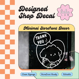 Witte Cute Dank Je Wel & Tot Ziens Raamsticker Dec