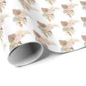 Witte Cute Waterverf Bloem Baby Shower Cadeaupapier (Rol Hoek)