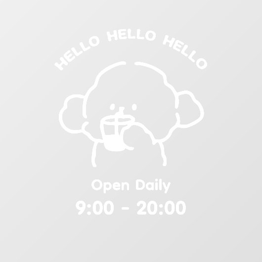 Witte Cute Welcome Raam Vinyl Decal Bewerkbaar (Vel)