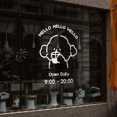 Witte Cute Welcome Ruit Vinyl Decal Bewerkbaar