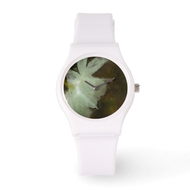Witte Daffodil impressionistische kunst schilderij Horloge (Voorkant)