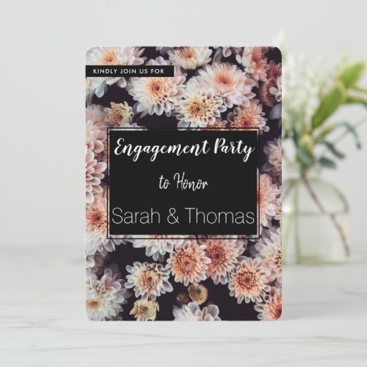 WITTE DAHLIA BLOEMIGE ELEGANTE VERLOVINGSFEEST KAART (Staand voorkant)