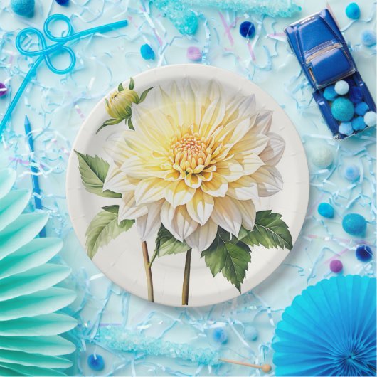 Witte dahlia papier bord (Feest)