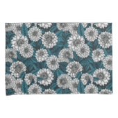 Witte Dahlia tuin/ blauwe bladeren 2 Kussensloop (Voorkant-Rechts)