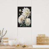 Witte Dahlias Bloemenkunst Print Poster (Keuken)