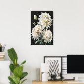 Witte Dahlias Bloemenkunst Print Poster (Thuiskantoor)