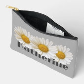 Witte Daisies Aangepaste Naam Grijs Etui (Open)