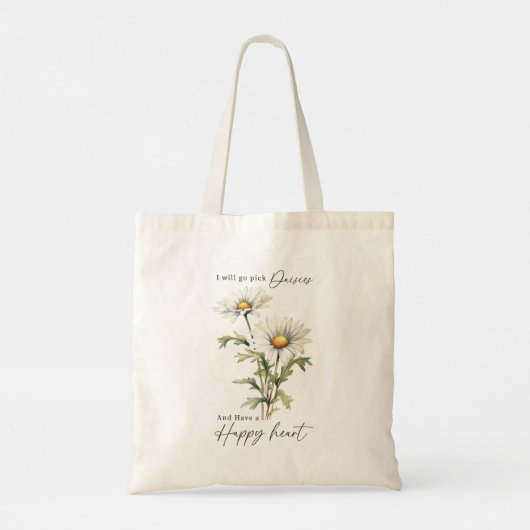 Witte Daisies Bohemian Romantische Boho Floral Tote Bag (Achterkant)