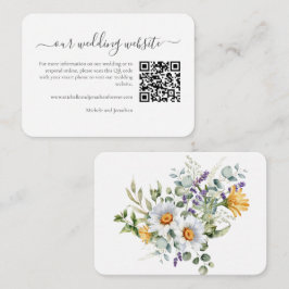 Witte Daisies Bruiloft RSVP Details QR Code Informatiekaartje