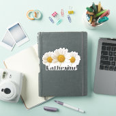 Witte Daisies Custom Naam Bloemen Contour Sticker (iPad Cover)