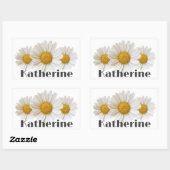Witte Daisies Custom Naam Floral Rechthoekige Sticker (Vel)