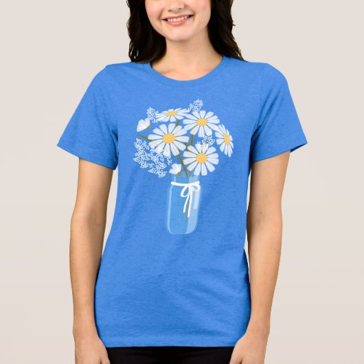 Witte Daisies Mason Jar Bruiloft Tri-Blend Shirt (Voorkant)