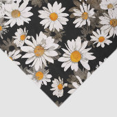 Witte Daisies op Zwarte Bloemen Tissuepapier (Detail)