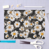 Witte Daisies op Zwarte Bloemen Tissuepapier (Craft)