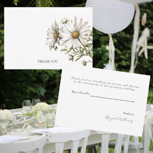 Witte Daisies Trouwdouche Dank u Bedankkaart