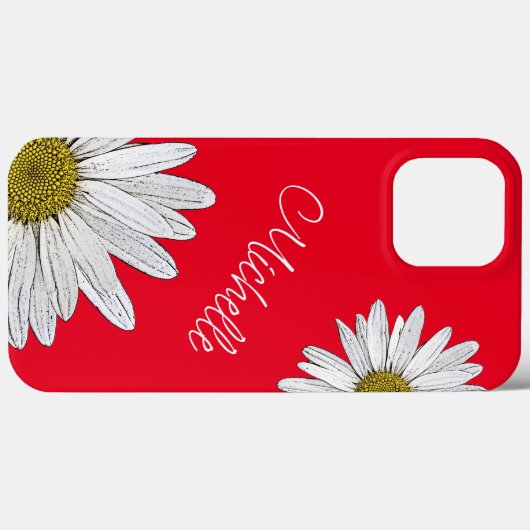 Witte Daisies Whimsical Bloemenrood Case-Mate iPhone Case (Achterkant (horizontaal))