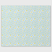 Witte Daisy Blauwe Achtergrond Naadloos Cadeaupapier (Vlak)