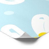 Witte Daisy Blauwe Achtergrond Naadloos Poster (Hoek)