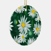 Witte Daisy Bloem Gouache Patroon Keramisch Ornament (Rechts)