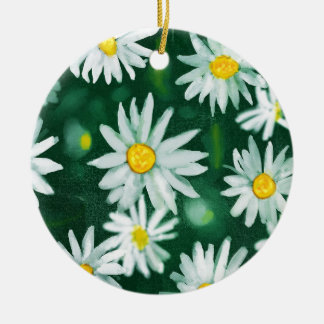 Witte Daisy Bloem Gouache Patroon Keramisch Ornament