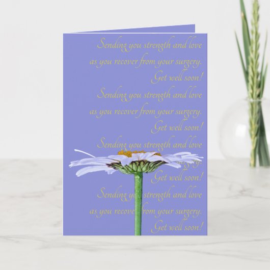 Witte Daisy Bloem Lavendel Blauw Geel Get Well Kaart (Voorkant)