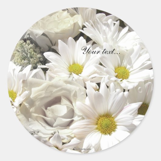 Witte Daisy Bloemen Aangepaste Envelop Afdichtinge Ronde Sticker (Voorkant)