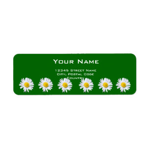 witte daisy bloemen adreslabel etiket