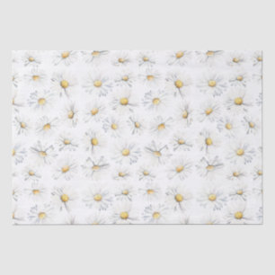 Witte Daisy Bloemen Botanische Boho Patroon Tissuepapier