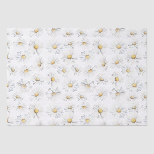 Witte Daisy Bloemen Botanische Boho Patroon Tissuepapier (Voorkant)