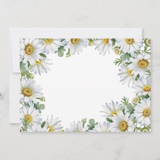 Witte Daisy Bloemen Greenery Foto Verjaardag Kaart (Achterkant)